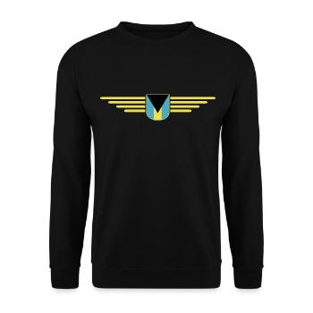 Bahamas Fans: Tropisches Design - Unisex Pullover - Schwarz - Vorne - Alina (178cm) & Michal (187cm)