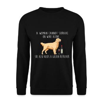 A woman needs wine and a Golden retriever - Unisex Sweatshirt - black - Front - Alina (178cm) & Michal (187cm)