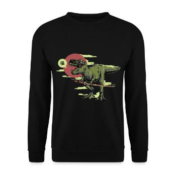 Dinosaure samouraï - Sweat-shirt Unisexe - noir - Devant - Alina (178cm) & Michal (187cm)