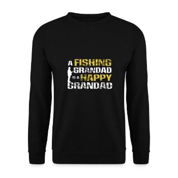 A fishing Grandad is a happy Grandad - Unisex Sweatshirt - black - Front - Alina (178cm) & Michal (187cm)