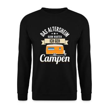 Camping Design für Rentner Lustiges Design Pension - Unisex Pullover - Schwarz - Vorne - Alina (178cm) & Michal (187cm)