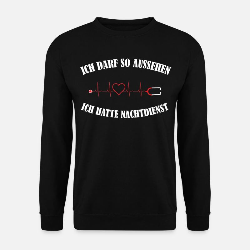 Lustiges Nachtdienst Krankenschwester EKG Geschenk - Unisex Pullover - Schwarz