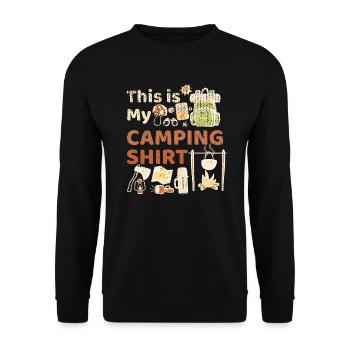 This Is My Camping Shirt Camper Zelten Wohnwagen - Unisex Pullover - Schwarz - Vorne - Alina (178cm) & Michal (187cm)