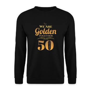 Goldhochzeit 50 Jahre verheiratet Geschenk - Unisex Pullover - Schwarz - Vorne - Alina (178cm) & Michal (187cm)