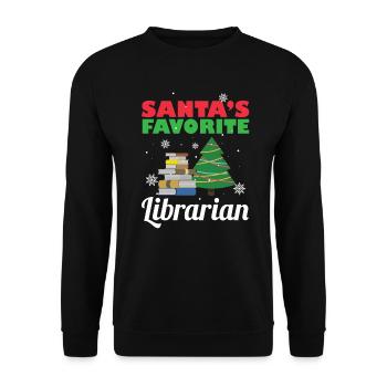 Santa's favorite librarian Christmas costume Lu - Unisex Sweatshirt - black - Front - Alina (178cm) & Michal (187cm)