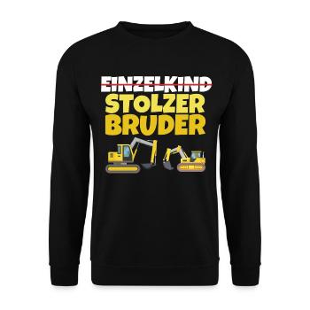 Großer Stolzer Bruder Bagger 2024 Geschenk - Unisex Pullover - Schwarz - Vorne - Alina (178cm) & Michal (187cm)