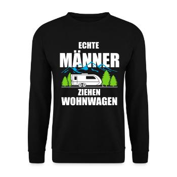 Camping Wohnwagen Männer ziehen Geschenk Camper - Unisex Pullover - Schwarz - Vorne - Alina (178cm) & Michal (187cm)
