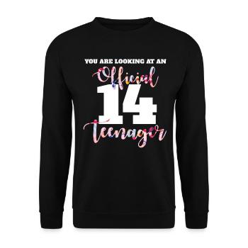 Adolescent 14 ans 2007 14e anniversaire fille femme - Sweat-shirt Unisexe - noir - Devant - Alina (178cm) & Michal (187cm)
