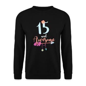 Teenager 15 years 2006 15th birthday girl woman - Unisex Sweatshirt - black - Front - Alina (178cm) & Michal (187cm)