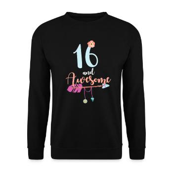 Teenager 16 years 2005 16th birthday girl woman - Unisex Sweatshirt - black - Front - Alina (178cm) & Michal (187cm)