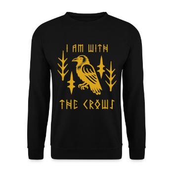 Je suis avec les corbeaux - Motif nordique - Corbeau - Sweat-shirt Unisexe - noir - Devant - Alina (178cm) & Michal (187cm)