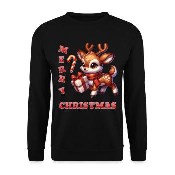 Joyeux Noël - Canne de Noël en bonbon pour renne - Sweat-shirt Unisexe - noir - Devant - Alina (178cm) & Michal (187cm)