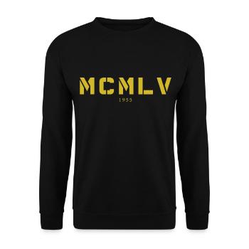 With Roman numerals MCMLV - Made in 1955 - Unisex Sweatshirt - black - Front - Alina (178cm) & Michal (187cm)