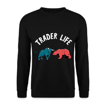 Stock Market Trader Investor Day Trading Börsenhän - Unisex Pullover - Schwarz - Vorne - Alina (178cm) & Michal (187cm)