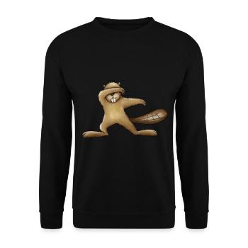 dabbender Bieber dabbing Dab Tanz Geschenk - Unisex Pullover - Schwarz - Vorne - Alina (178cm) & Michal (187cm)