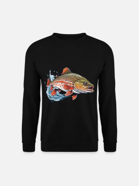 Forelle im Wasser Fisch Design Angeln und Fischen - Unisex Pullover - Schwarz