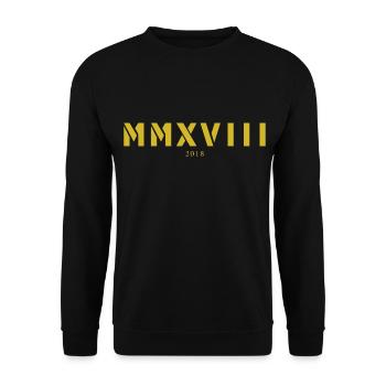Roman numeral year of birth Made in 2018 - Unisex Sweatshirt - black - Front - Alina (178cm) & Michal (187cm)