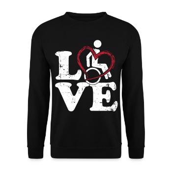 Chaise roulante Amour - Sweat-shirt Unisexe - noir - Devant - Alina (178cm) & Michal (187cm)