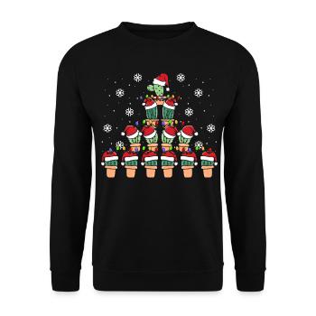 Cute Cactus Christmas Tree Succulent Cactus - Unisex Sweatshirt - black - Front - Alina (178cm) & Michal (187cm)