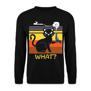 Halloween Katze Hexe - Unisex Pullover - Schwarz - Vorne - Alina (178cm) & Michal (187cm)