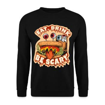Halloween Pumpkin Horror - Unisex Sweatshirt - black - Front - Alina (178cm) & Michal (187cm)