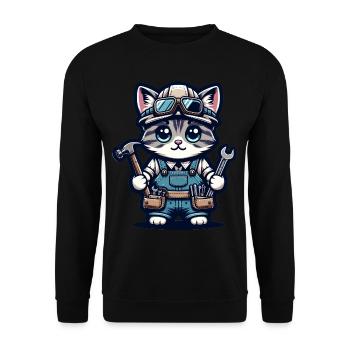 Artisan de chat mignon - Sweat-shirt Unisexe - noir - Devant - Alina (178cm) & Michal (187cm)