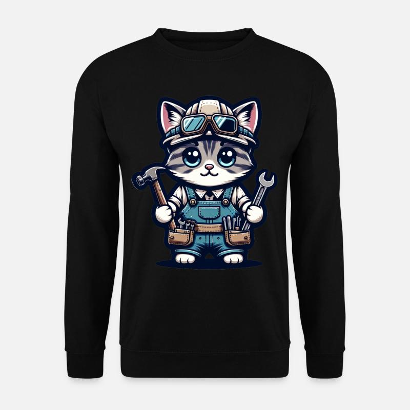 Cute Cat Craftsman - Unisex Pullover - Schwarz
