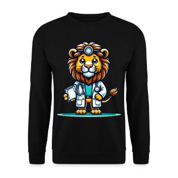 Cute Lion Doctor - Unisex Sweatshirt - black - Front - Alina (178cm) & Michal (187cm)