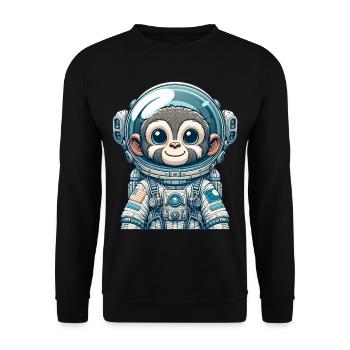 Cute Monkey Astronaut - Unisex Sweatshirt - black - Front - Alina (178cm) & Michal (187cm)