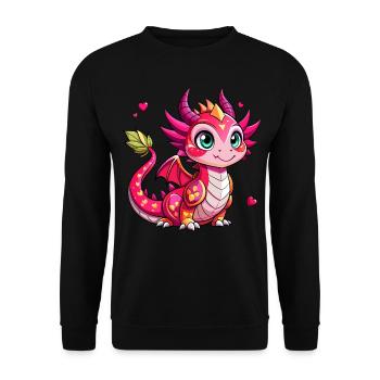 Farbenfroher Drache - Unisex Pullover - Schwarz - Vorne - Alina (178cm) & Michal (187cm)