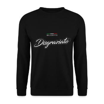 Italienische Fahne Spruch maledetto disgraziato - Unisex Pullover - Schwarz - Vorne - Alina (178cm) & Michal (187cm)