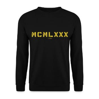 Römische Zahl Geburtsjahr Made in 1980 - Unisex Pullover - Schwarz - Vorne - Alina (178cm) & Michal (187cm)