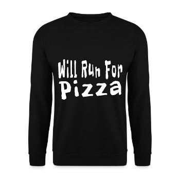 Will Run For Pizza - Unisex Pullover - Schwarz - Vorne - Alina (178cm) & Michal (187cm)