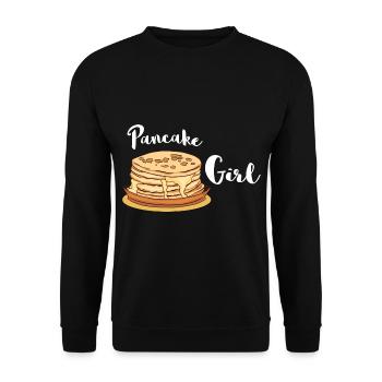 Pancake Pfannenkuchen Süßes Frühstück Essen - Unisex Pullover - Schwarz - Vorne - Alina (178cm) & Michal (187cm)