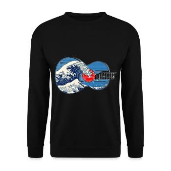 Guitare Big Wave par Kanagawa Guitar Player - Sweat-shirt Unisexe - noir - Devant - Alina (178cm) & Michal (187cm)