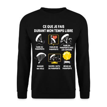 Cadeau papa parapente maman parapentiste - Sweat-shirt Unisexe - noir - Devant - Alina (178cm) & Michal (187cm)