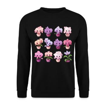 Orchideen kawaii - Unisex Pullover - Schwarz - Vorne - Alina (178cm) & Michal (187cm)
