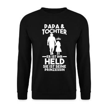 Papa Und Tochter Vater Prinzessin Vatertag - Unisex Pullover - Schwarz - Vorne - Alina (178cm) & Michal (187cm)