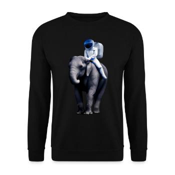 Astronaut on elephant adventure - Unisex Sweatshirt - black - Front - Alina (178cm) & Michal (187cm)