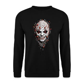 Gruseliges Halloween Trypophobie Horror Design - Unisex Pullover - Schwarz - Vorne - Alina (178cm) & Michal (187cm)