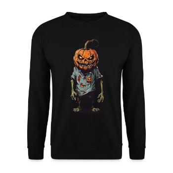 Zombie Pumpkin Halloween Cartoon Monster - Unisex Sweatshirt - black - Front - Alina (178cm) & Michal (187cm)