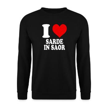 Ich liebe Sarde in Saor Herz Lustig Witzig - Unisex Pullover - Schwarz - Vorne - Alina (178cm) & Michal (187cm)