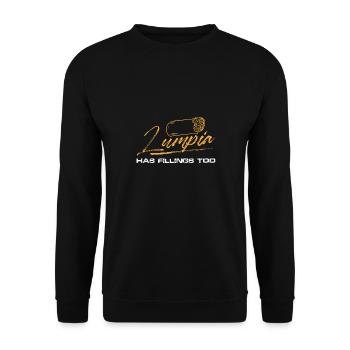 lumpia has fillings too Design for a lover of food - Unisex Pullover - Schwarz - Vorne - Alina (178cm) & Michal (187cm)