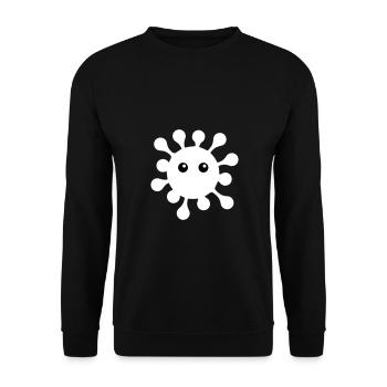 ★ Designfarben änderbar ★ Virus mit Kulleraugen - Unisex Pullover - Schwarz - Vorne - Alina (178cm) & Michal (187cm)