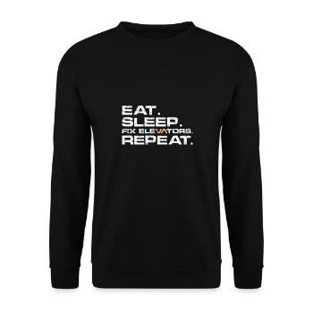 Eat Sleep Fix elevators Repeat - Unisex Pullover - Schwarz - Vorne - Alina (178cm) & Michal (187cm)
