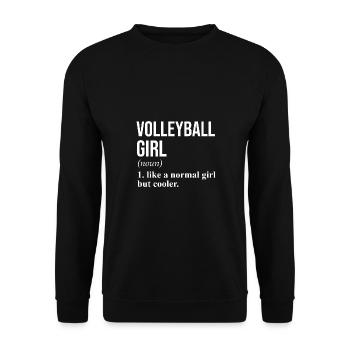 Volleyball Girl Definition Lustiger Spruch - Unisex Pullover - Schwarz - Vorne - Alina (178cm) & Michal (187cm)