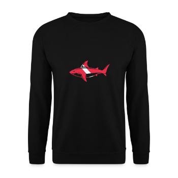 Scuba Diver Shark Diving Ocean Deep Sea Great - Unisex Pullover - Schwarz - Vorne - Alina (178cm) & Michal (187cm)