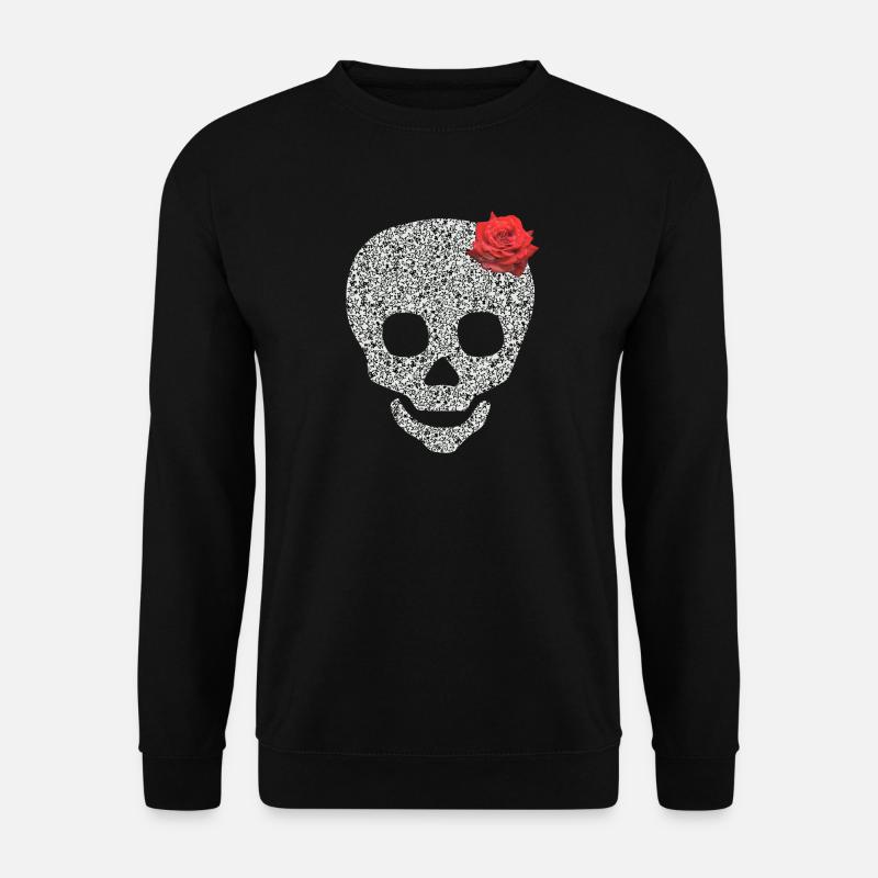 tête de mort avec rose - Sweat-shirt Unisexe - noir