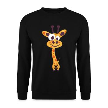 Giraffe Cartoon Jaune Sourire Unique - Sweat-shirt Unisexe - noir - Devant - Alina (178cm) & Michal (187cm)