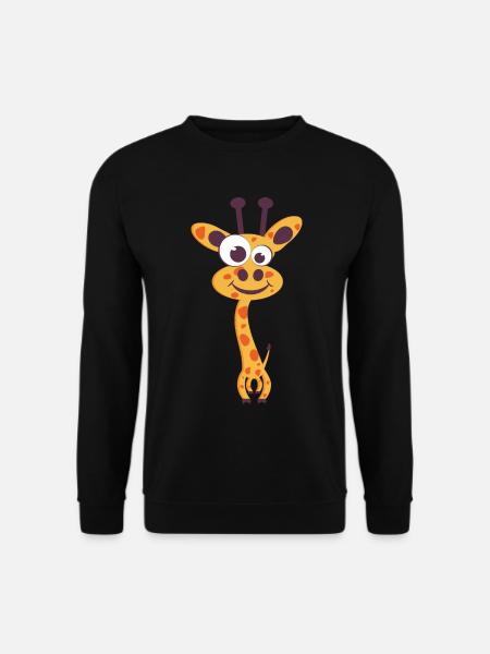 Giraffe Cartoon Yellow Unique Smile - Unisex Sweatshirt - black